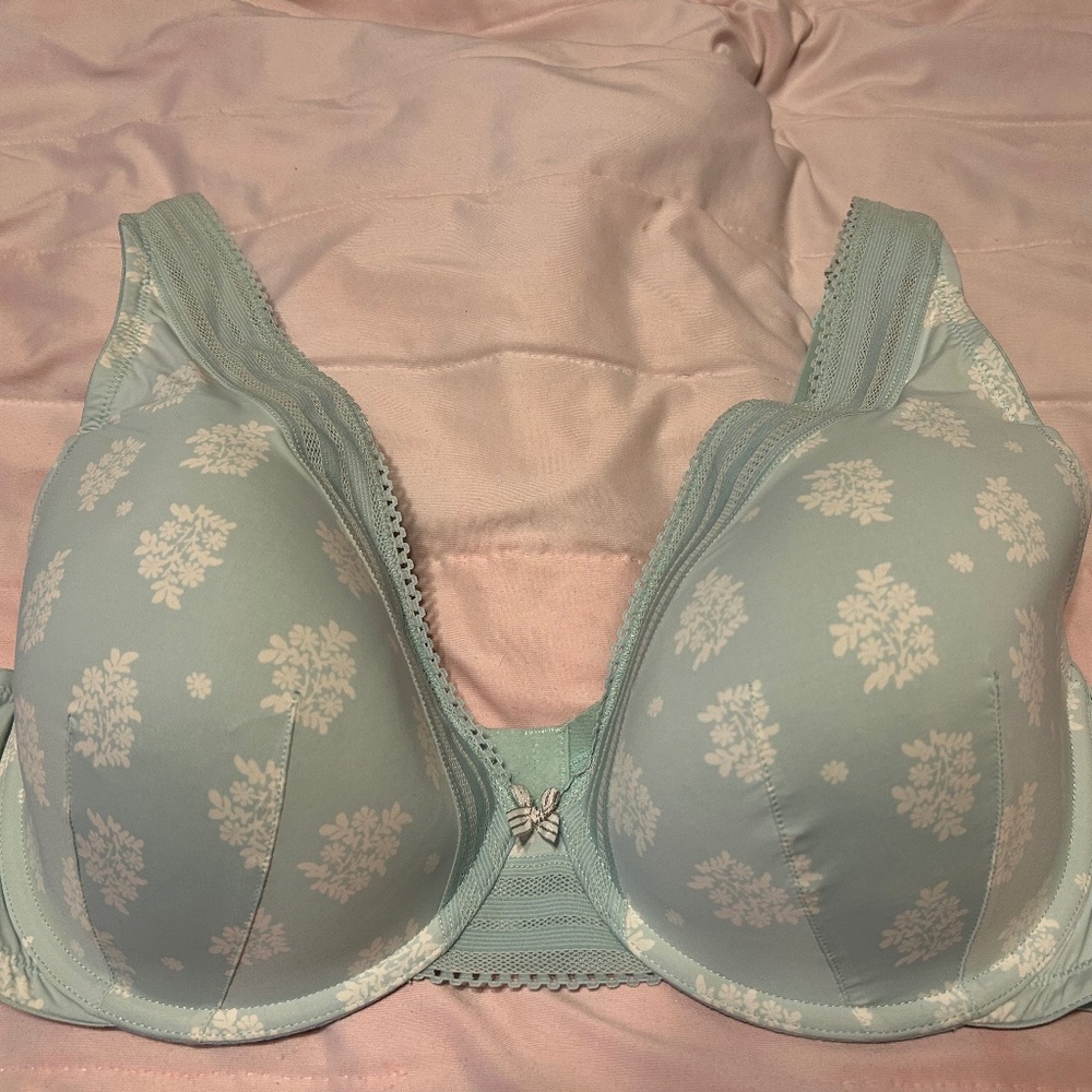 Mint Green Flowered Cacique 42DD Underwire Bra